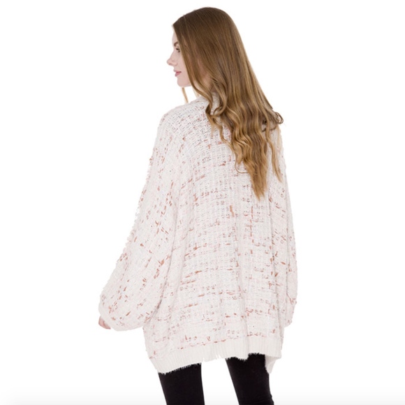 Adrienne Fall Cream Woven Grandpa Cardigan Sweater - Picture 3 of 3